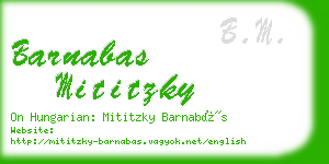 barnabas mititzky business card